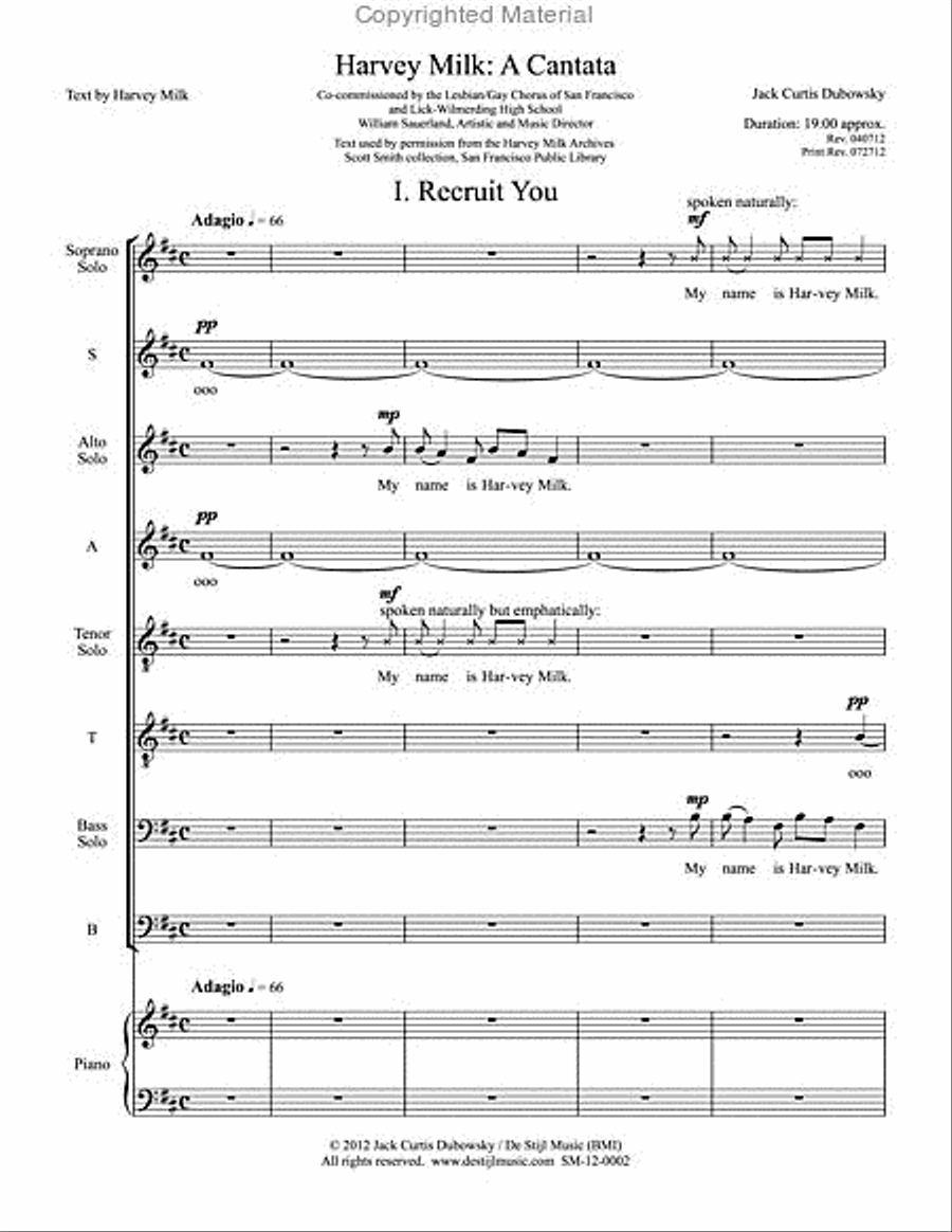 Harvey Milk: A Cantata 4-Part scores gallery preview page 2