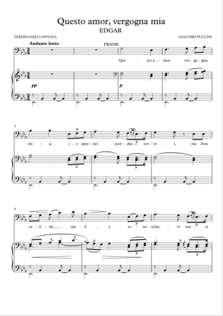 Questo amor, vergogna mia - Edgar (Eb Major) Bass Voice scores gallery preview page 2