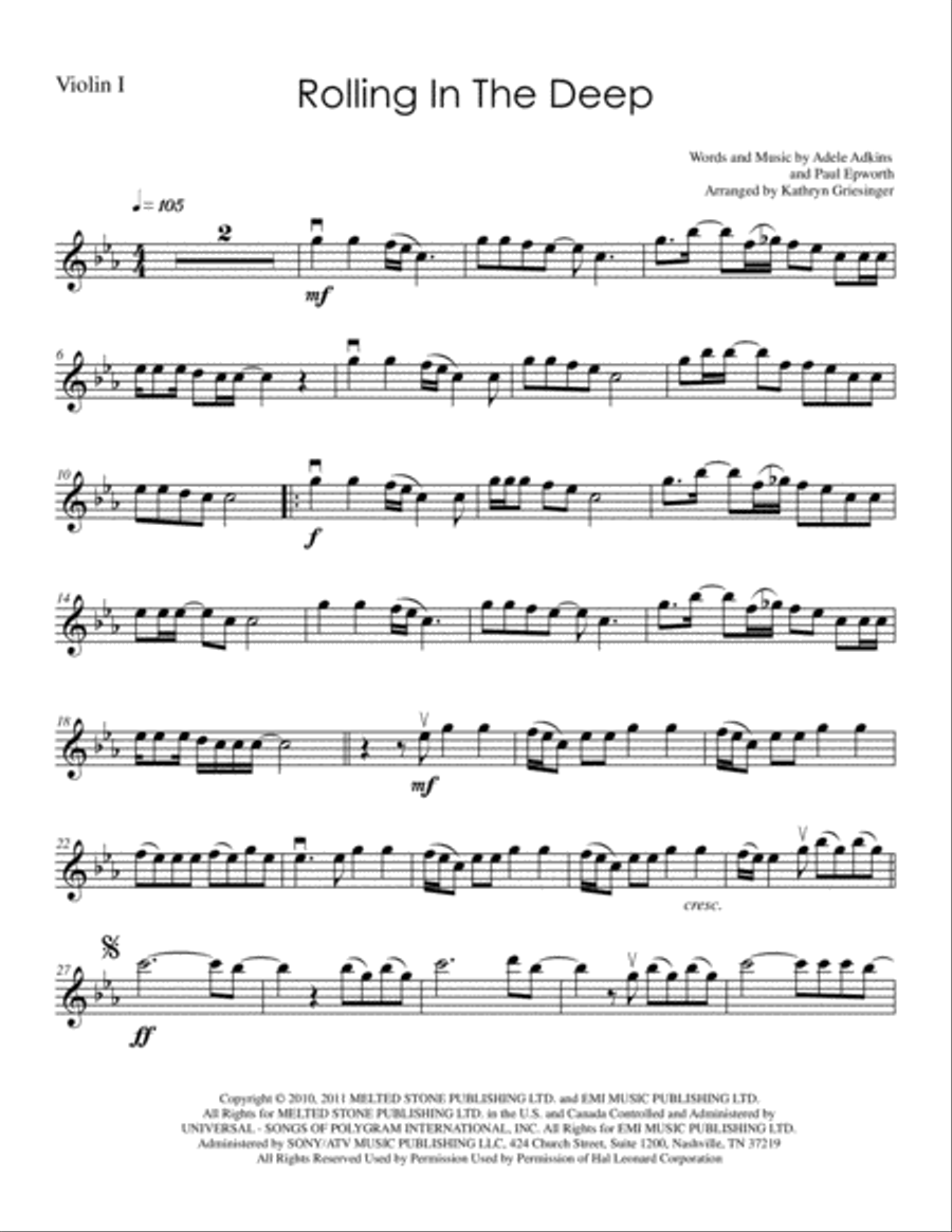 Rolling In The Deep String Quartet scores gallery preview page 1