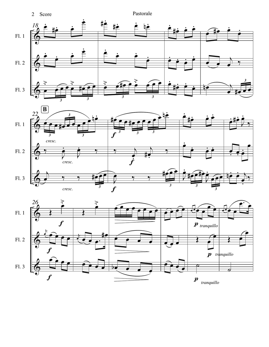 Cecile Chaminade - Pastorale set for Flute Trio Flute Trio scores gallery preview page 3