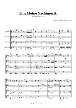 Book cover for Eine kleine Nachtmusik by Mozart for Clarinet Quartet