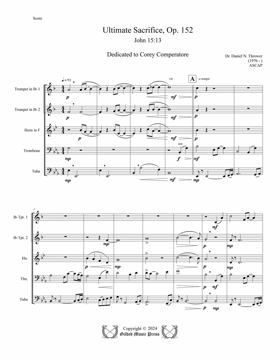 Ultimate Sacrifice, Op. 152 Brass Quintet scores gallery preview page 5