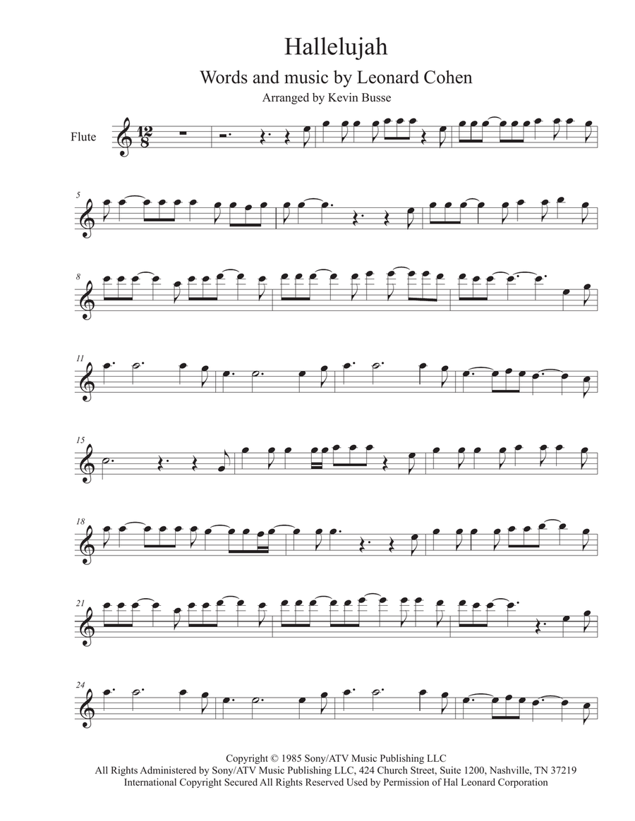 Hallelujah Flute Solo scores gallery preview page 1