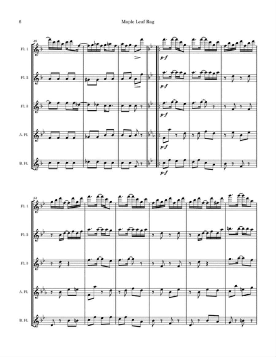 Maple Leaf Rag for Flute Choir Flute Choir scores gallery preview page 6