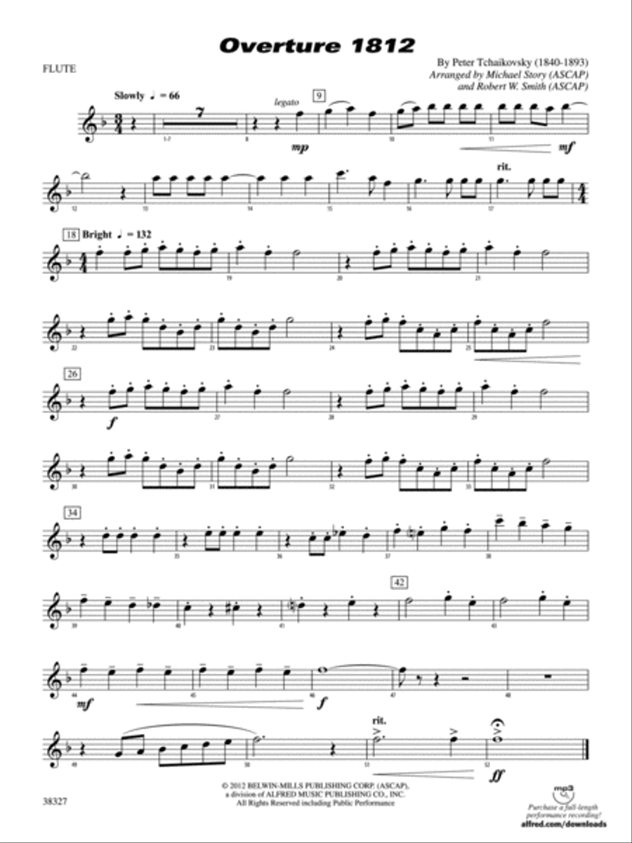 Overture 1812: Flute Overture 1812: Flute Concert Band scores gallery preview page 1