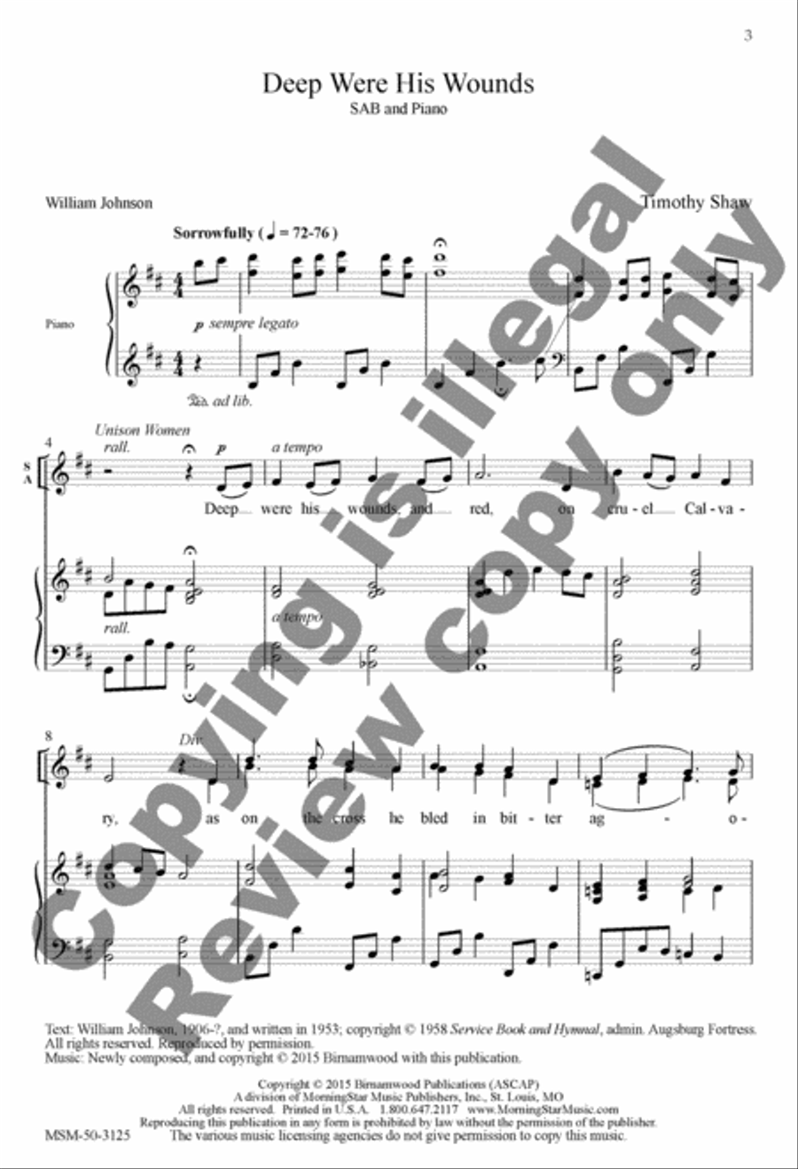 Deep Were His Wounds Deep Were His Wounds 3-Part scores gallery preview page 2