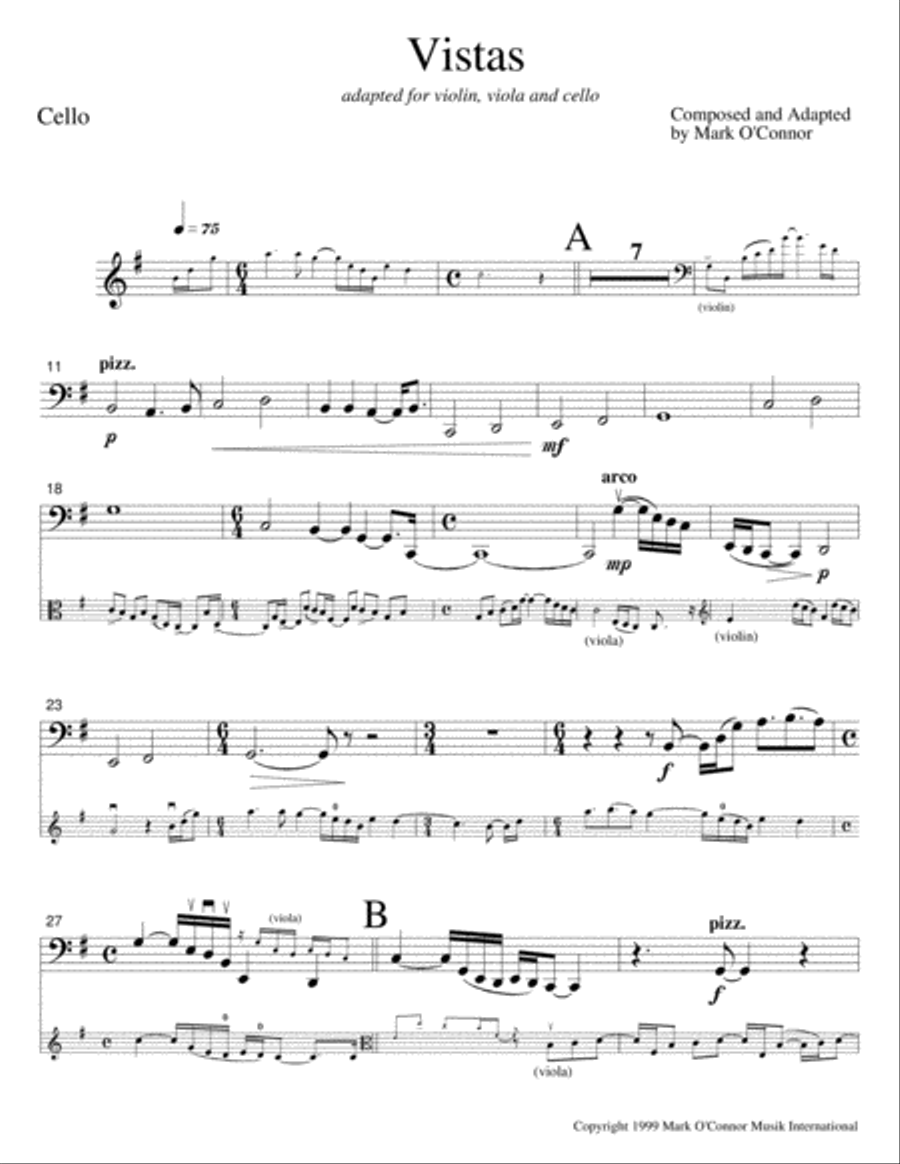 Vistas (cello part - vln, vla, cel) String Trio scores gallery preview page 4