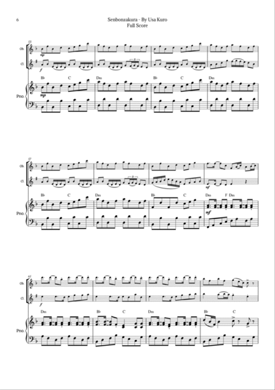 Senbonzakura Woodwind Duet scores gallery preview page 6