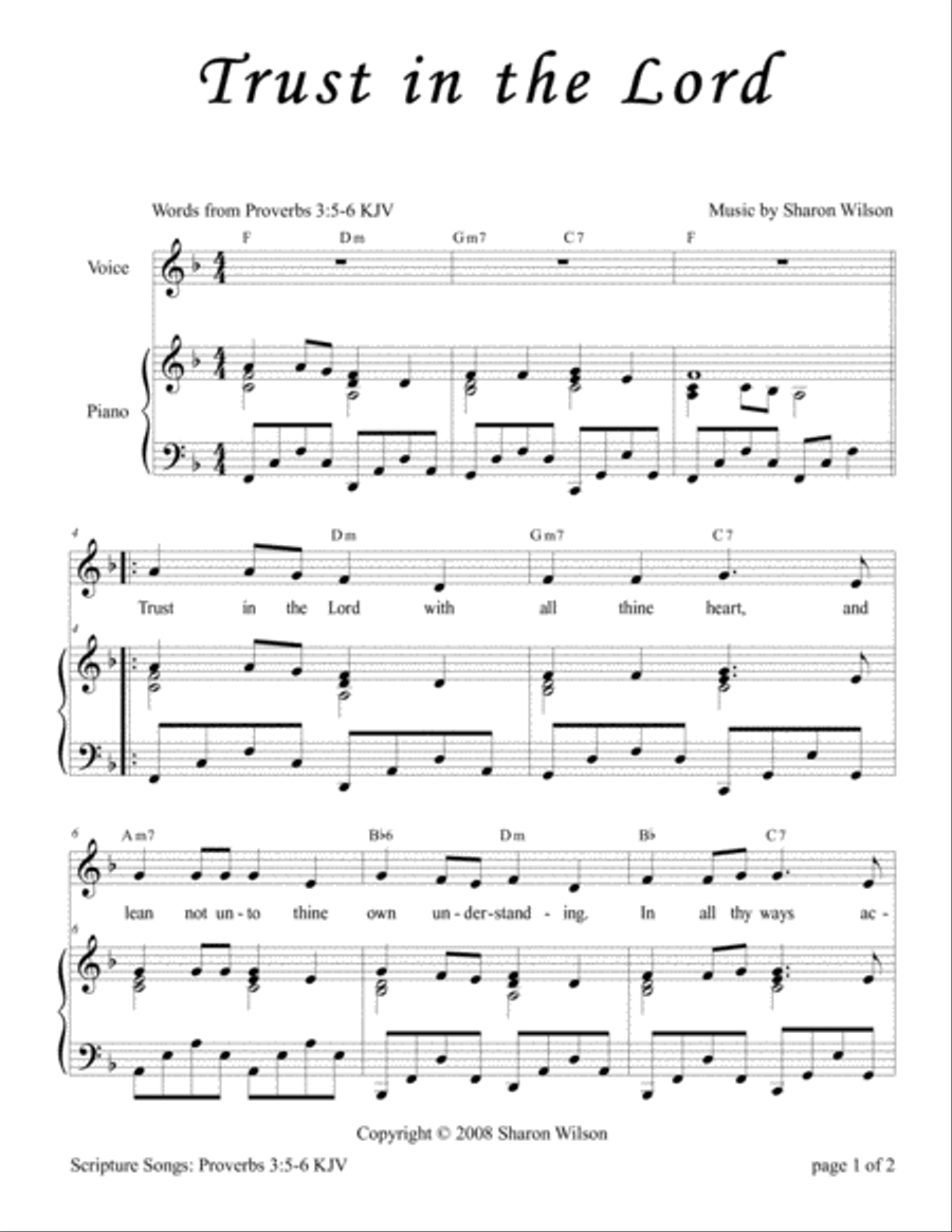 Trust In The Lord (Proverbs 3:5-6) Piano, Vocal, Guitar scores gallery preview page 2