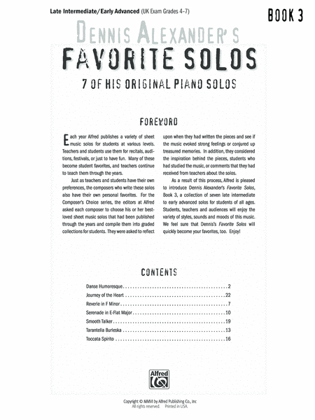 Dennis Alexander's Favorite Solos, Book 3