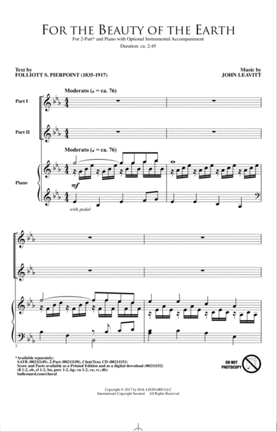 For The Beauty Of The Earth 2-Part scores gallery preview page 1