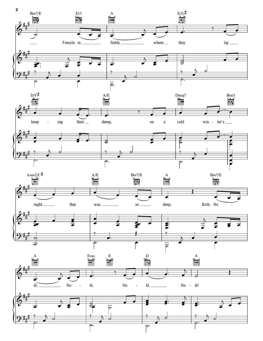 The First Noel Piano, Vocal, Guitar scores gallery preview page 2