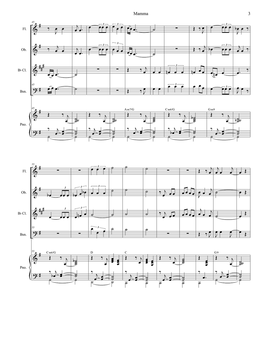 Mama (mamma) Woodwind Quartet scores gallery preview page 3