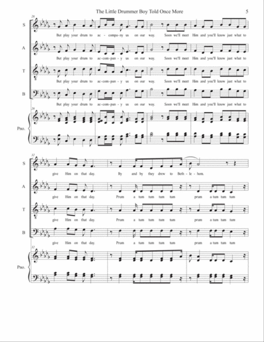 The Little Drummer Boy TTBB scores gallery preview page 5