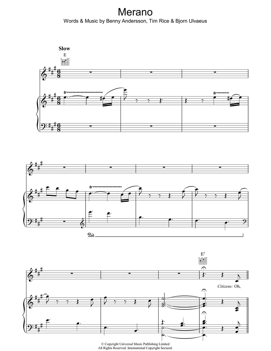 Merano Piano, Vocal, Guitar scores gallery preview page 1