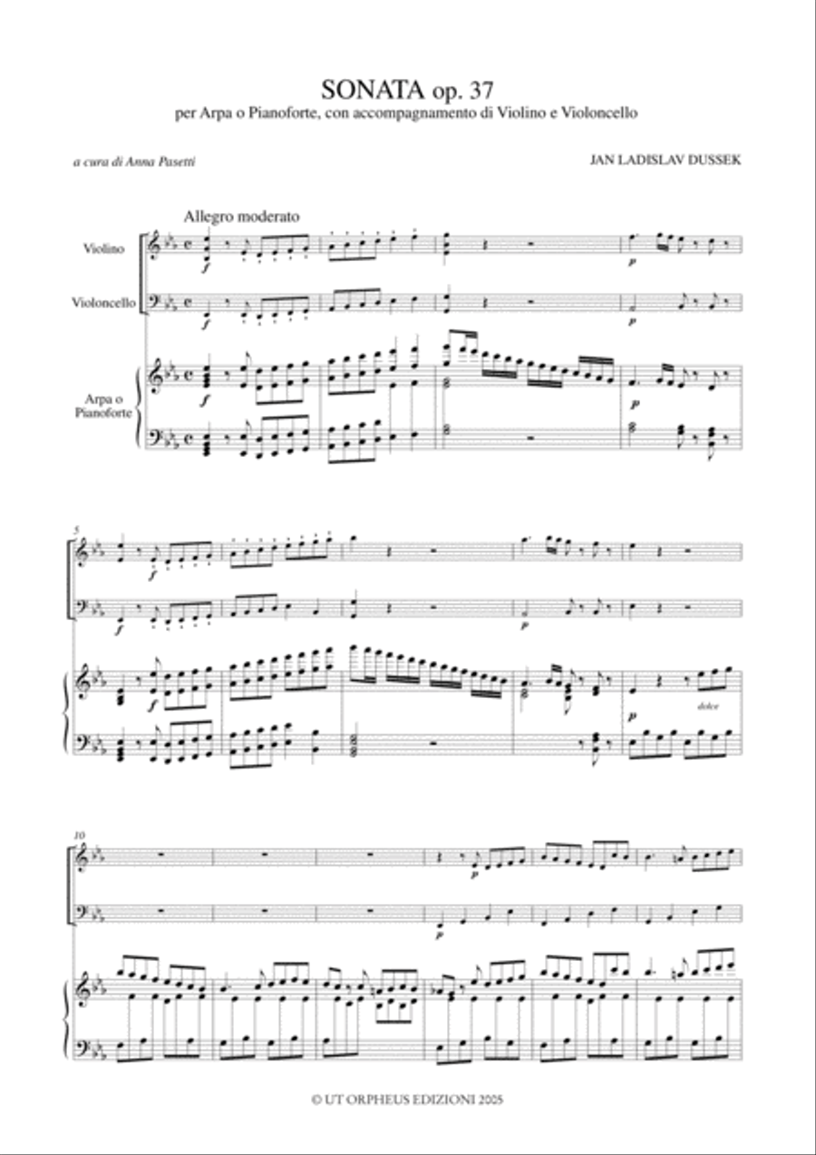 Sonata Op. 37 for Harp (Piano), Violin and Violoncello String Orchestra scores gallery preview page 2