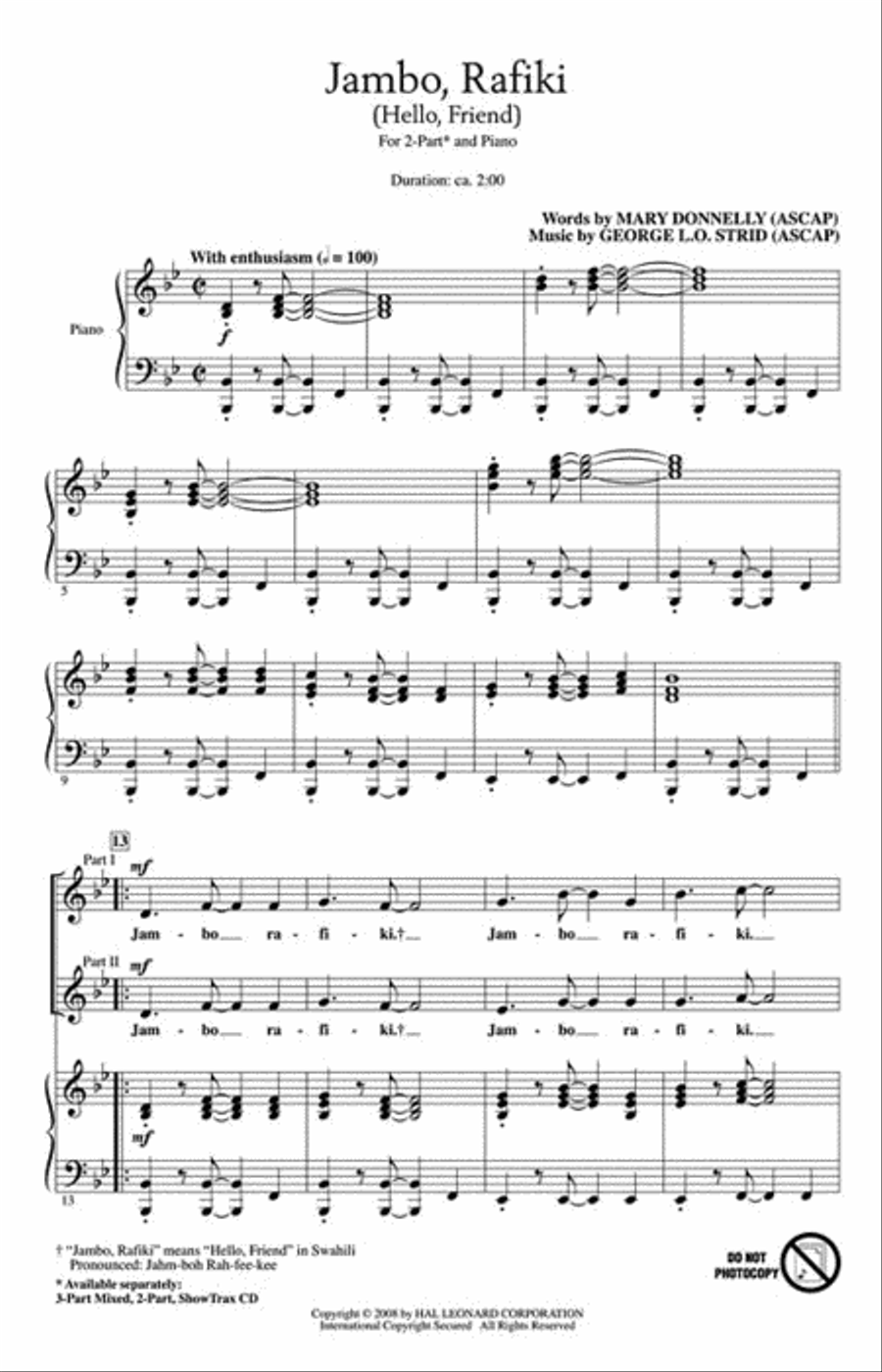 Jambo, Rafiki 2-Part scores gallery preview page 2