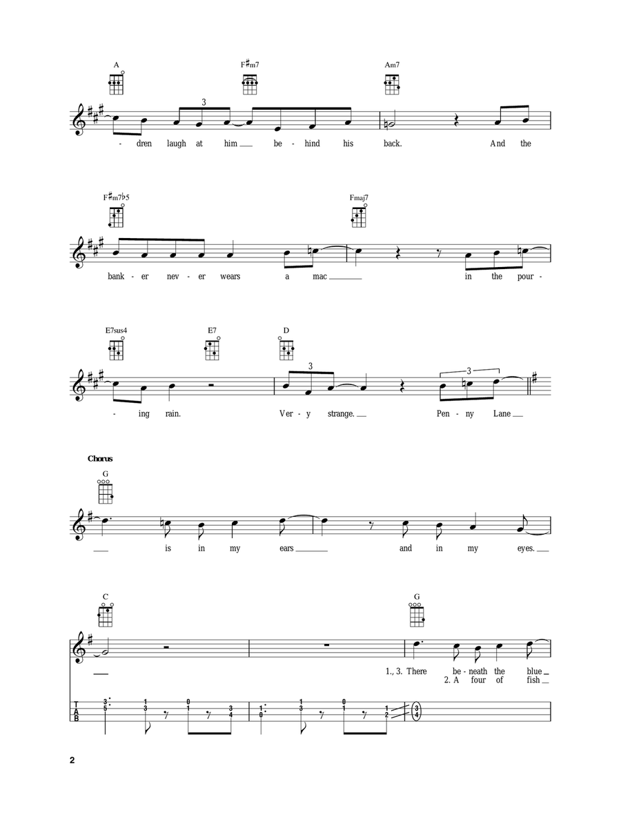 Penny Lane Baritone Ukulele scores gallery preview page 2