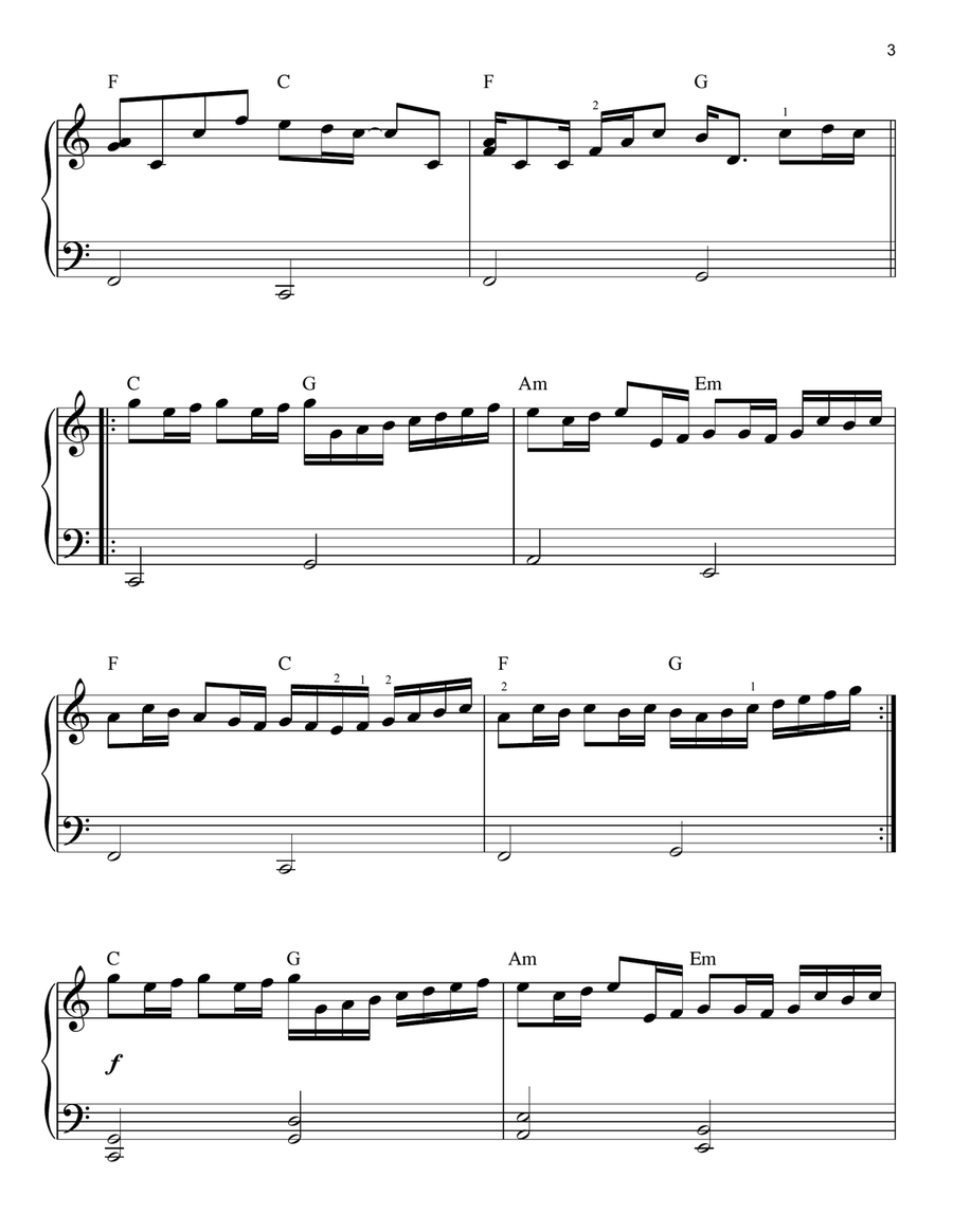 Variations On The Kanon By Pachelbel Easy Piano scores gallery preview page 3