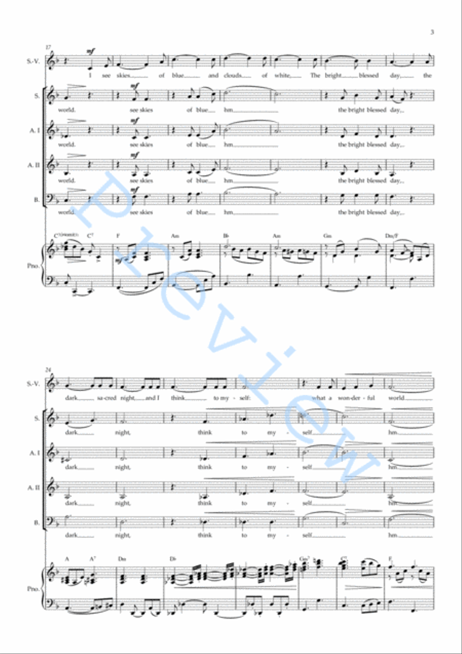 What A Wonderful World 4-Part scores gallery preview page 3