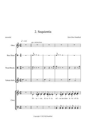 "2.Sequientia" from Requiem for mixed choir, baryton, oboe, double-bass (amplified) & Percussion