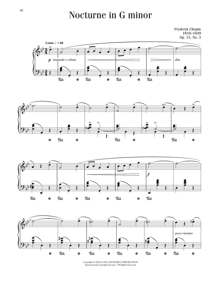 Nocturne In G Minor, Op. 15, No. 3 Piano Solo scores gallery preview page 1