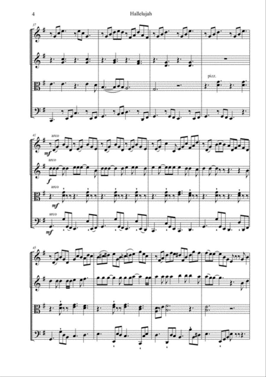 Hallelujah String Quartet scores gallery preview page 4