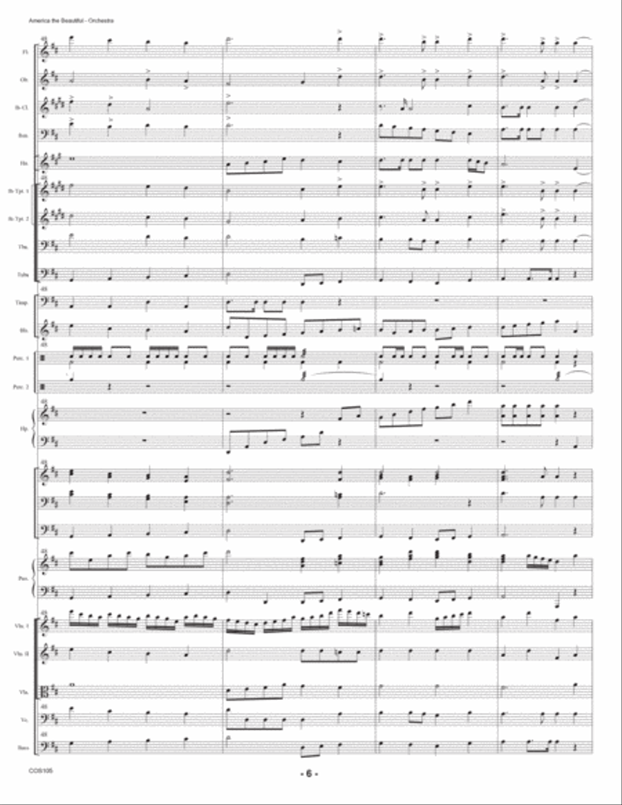 AMERICA, THE BEAUTIFUL - Symphonic Orchestra AMERICA, THE BEAUTIFUL - Symphonic Orchestra Full Orchestra scores gallery preview page 6