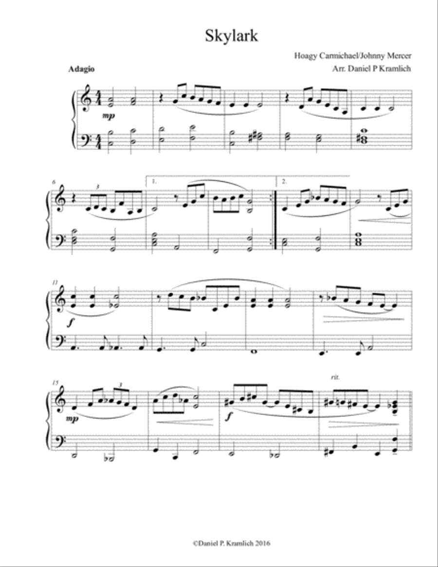 Skylark Easy Piano scores gallery preview page 1