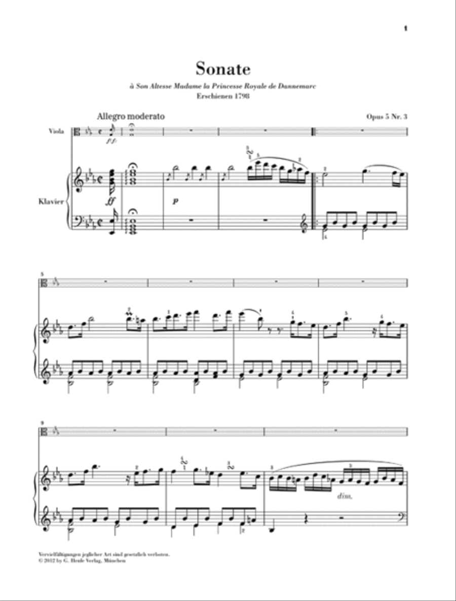 Sonata for Piano and Viola in E-flat Major, Op. 5, No. 3 Piano Accompaniment scores gallery preview page 2