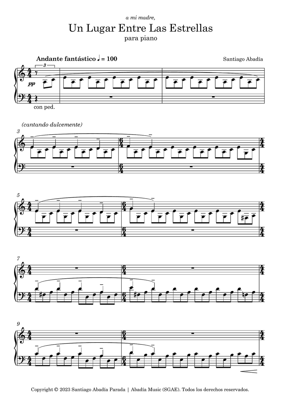 Un Lugar Entre Las Estrellas Piano Solo scores gallery preview page 3