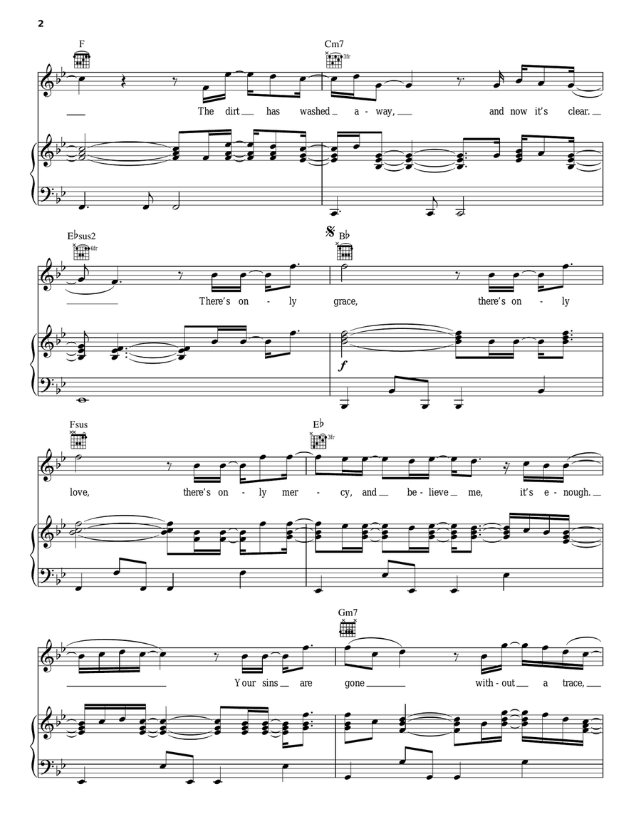 Only Grace Piano, Vocal, Guitar scores gallery preview page 2