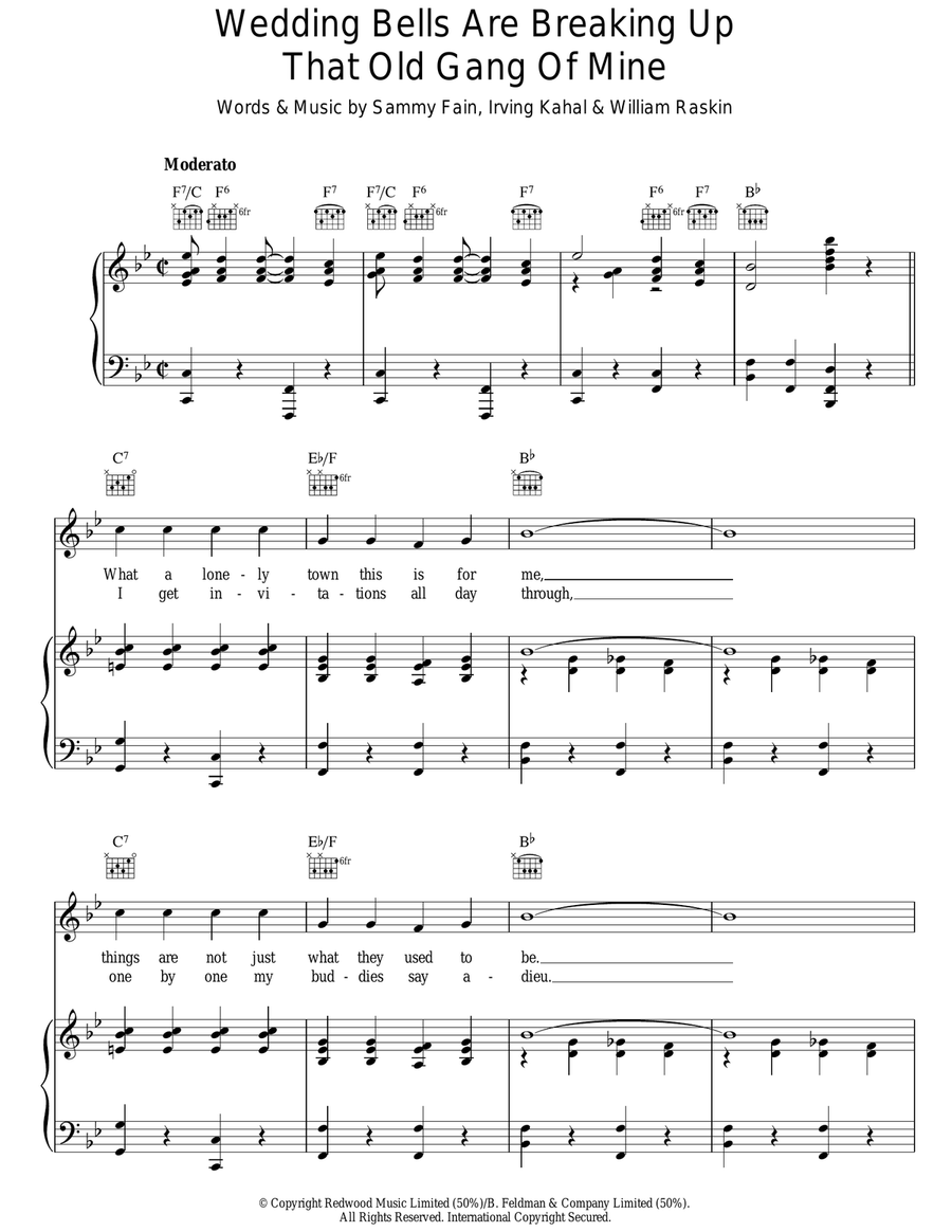 Wedding Bells Are Breaking Up That Old Gang Of Mine Acoustic Guitar scores gallery preview page 1