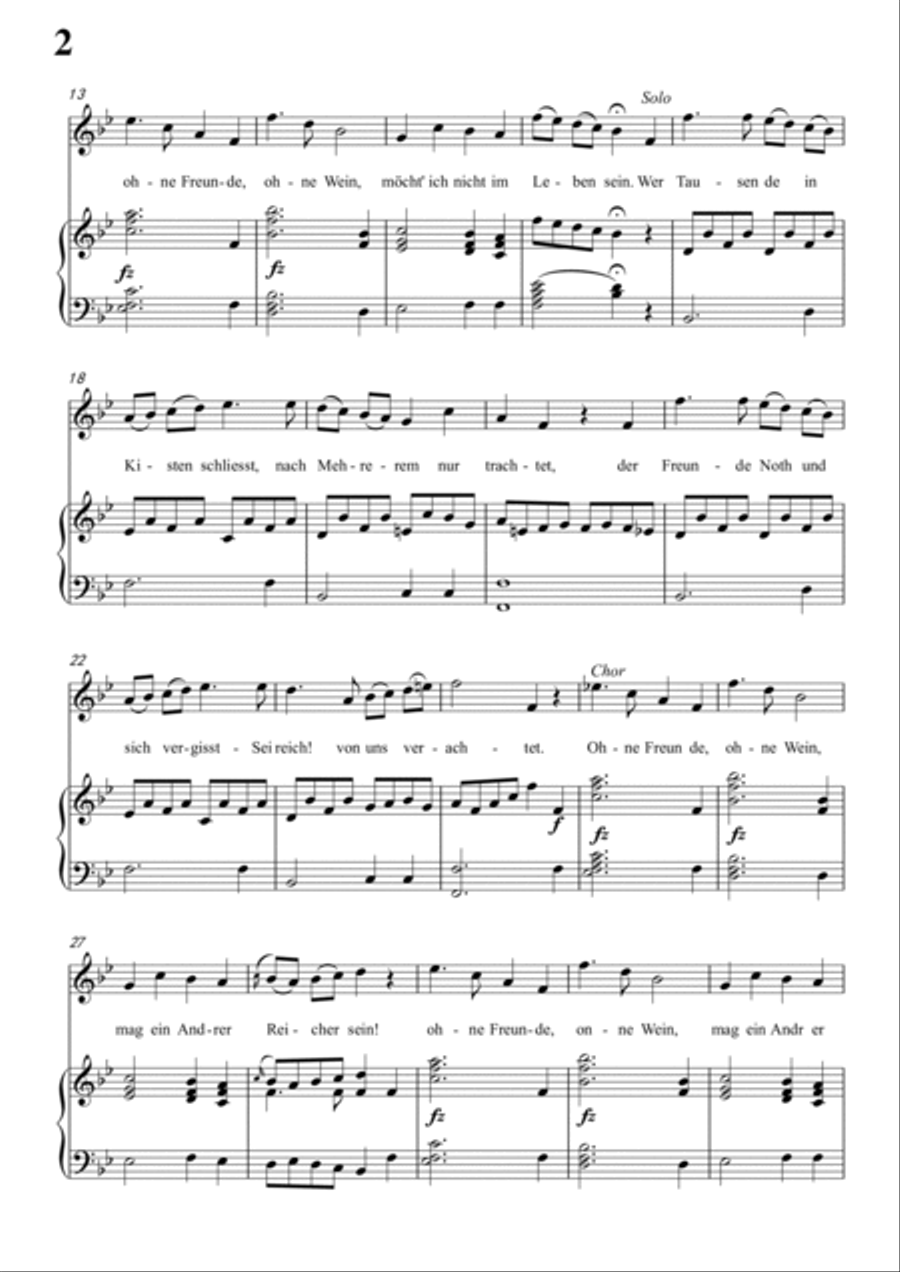 Schubert-Trinklied in bB for Vocal and Piano Voice scores gallery preview page 3