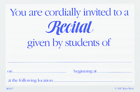 Recital Invitation (25 Postcards)