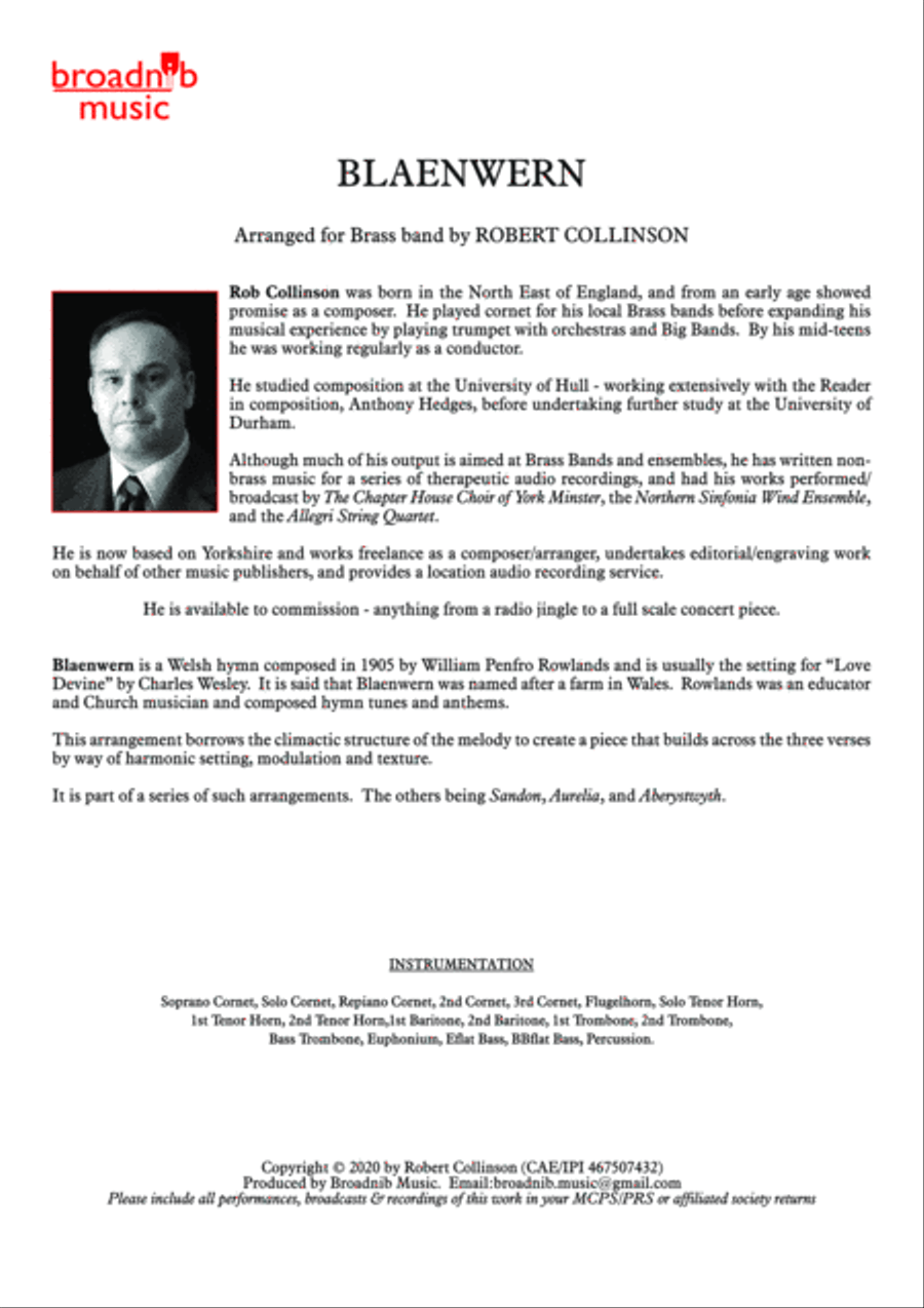 BLAENWERN - Hymn setting for Brass Band Brass Band scores gallery preview page 2