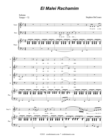 El Malei Rachamim (Soprano Solo and SATB) (Piano-Vocal Score) image number null