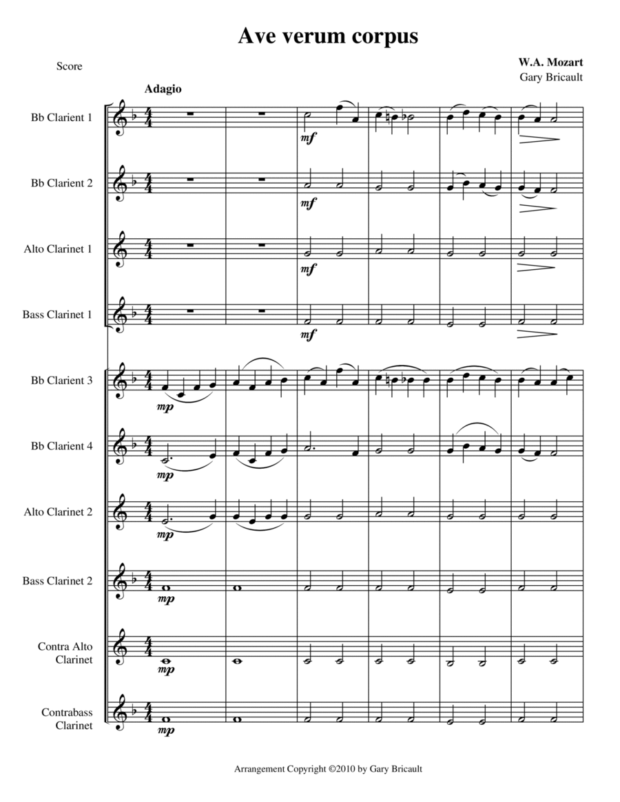 Ave Verum Corpus Ave Verum Corpus Woodwind Ensemble scores gallery preview page 1