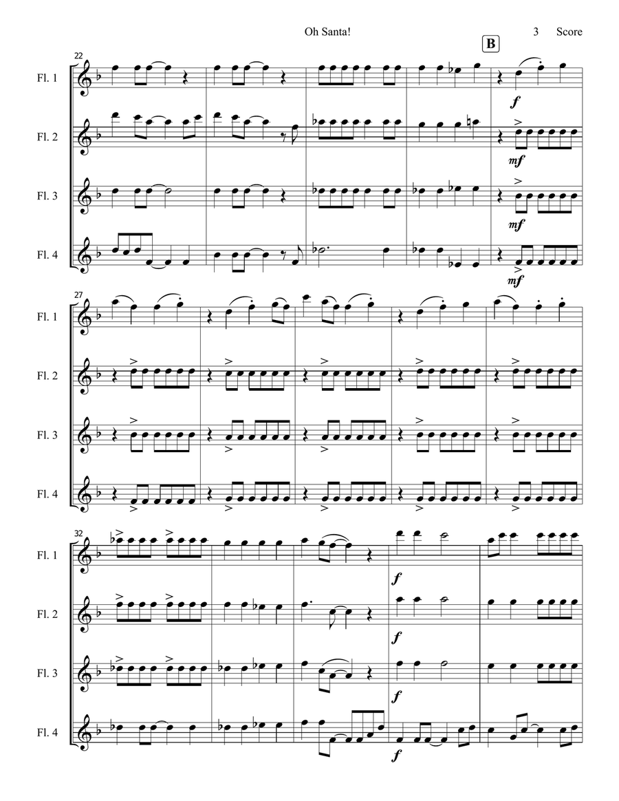 Oh Santa! Woodwind Quartet scores gallery preview page 4