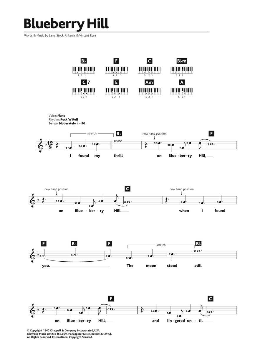 Blueberry Hill Piano Solo scores gallery preview page 1