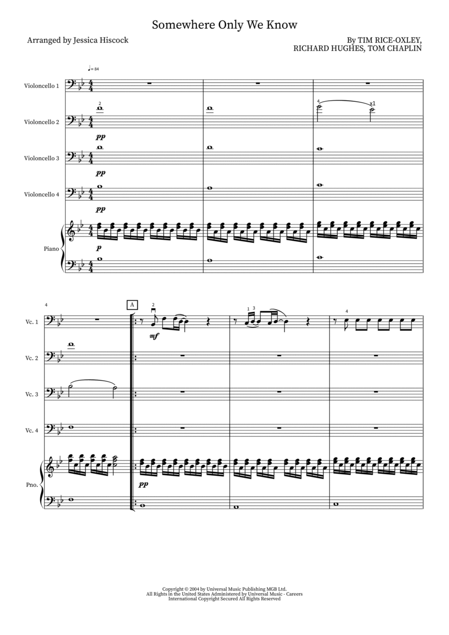 Somewhere Only We Know Piano Solo scores gallery preview page 1