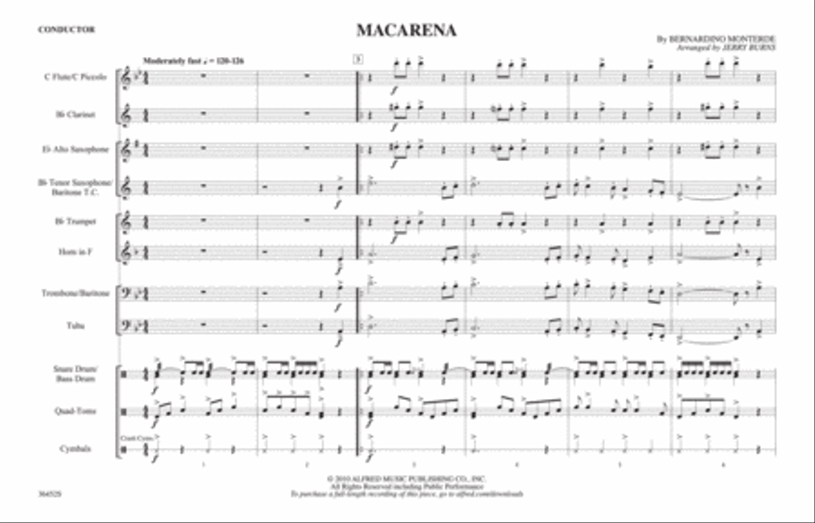 Macarena: Score Marching Band scores gallery preview page 1