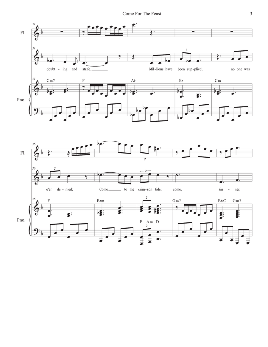 Come For The Feast (Vocal solo - High Key) Piano, Vocal scores gallery preview page 3