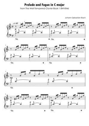 Prelude in C major (Prelude & Fugue) J.S. Bach with note names