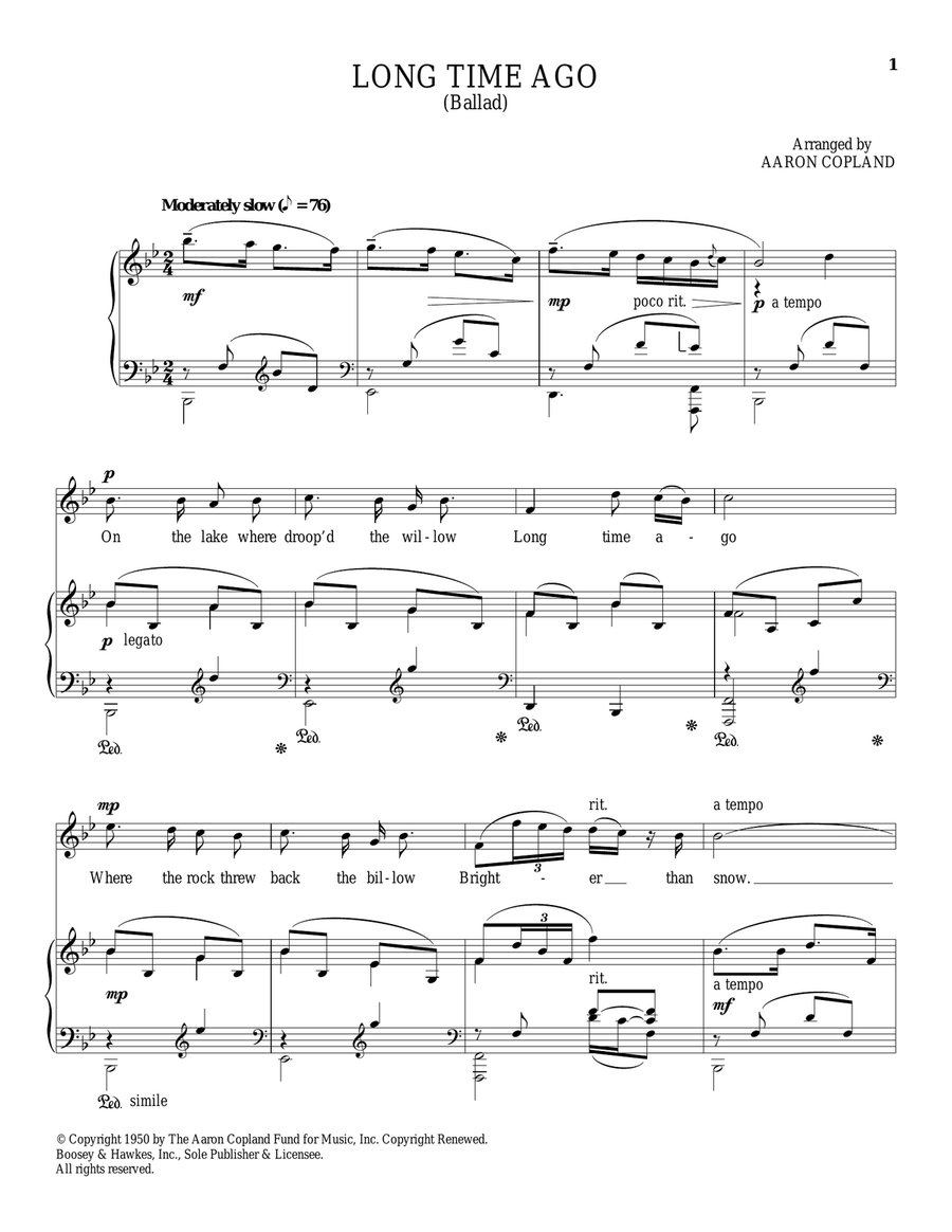 Long Time Ago Piano, Vocal scores gallery preview page 1