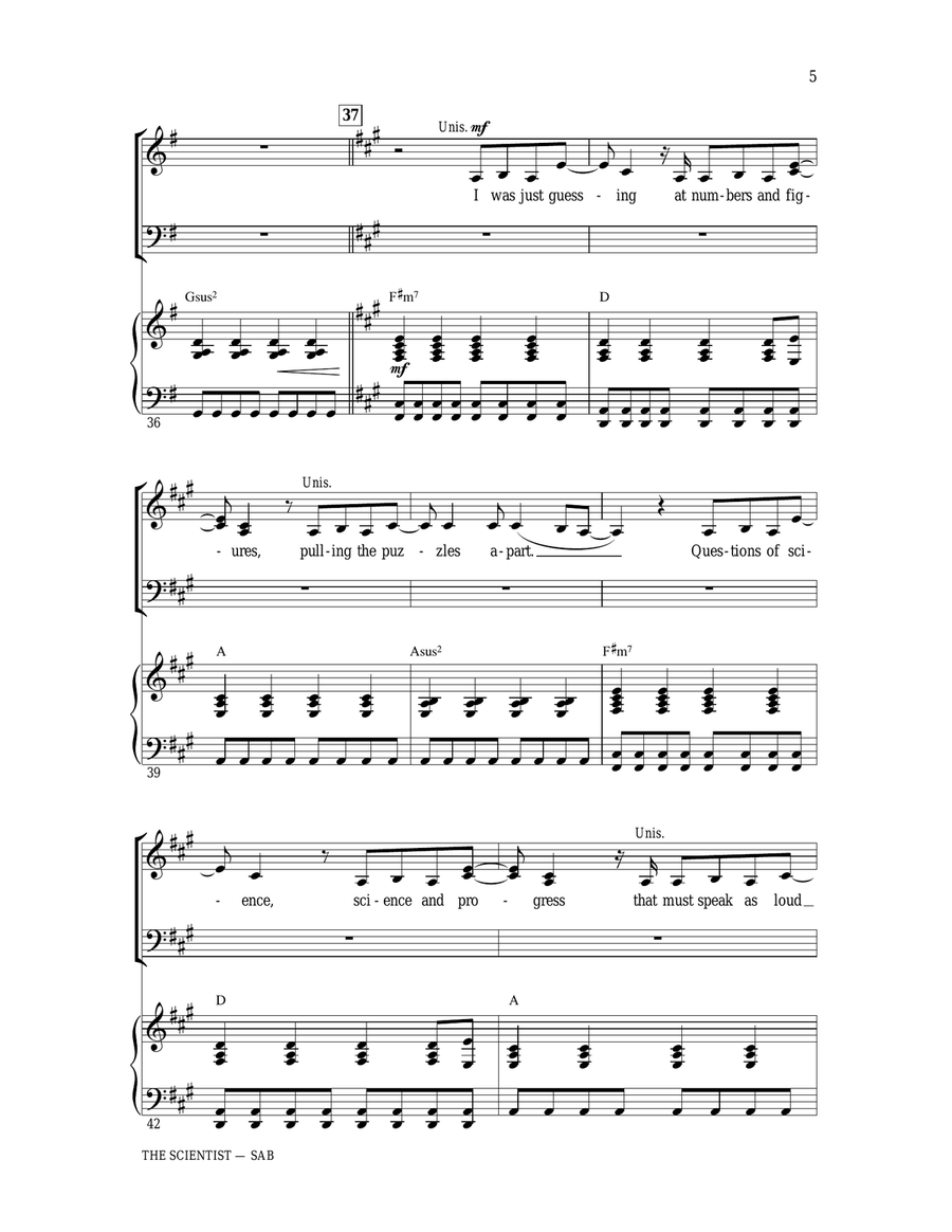 The Scientist (arr. Ed Lojeski) 3-Part scores gallery preview page 5