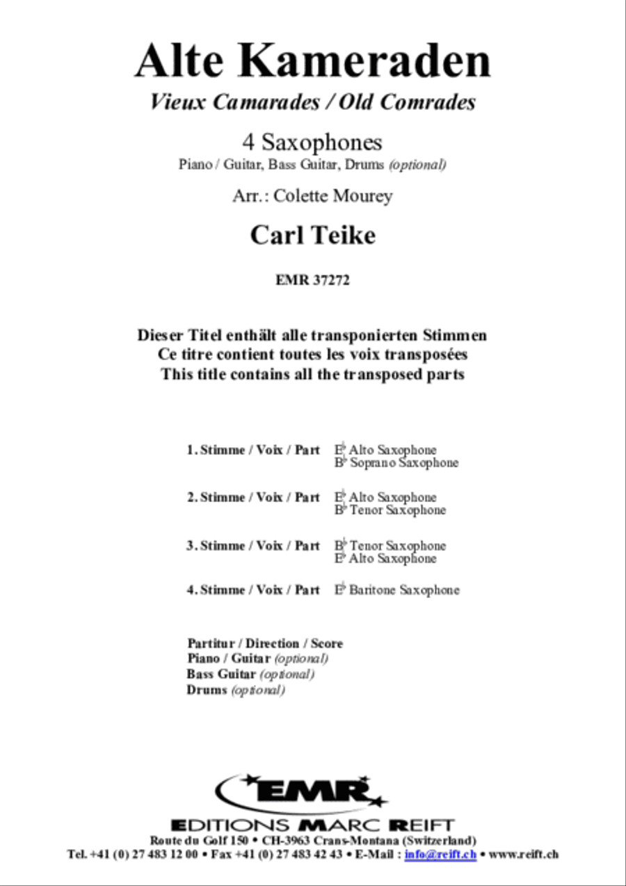 Alte Kameraden Saxophone Ensemble scores gallery preview page 2