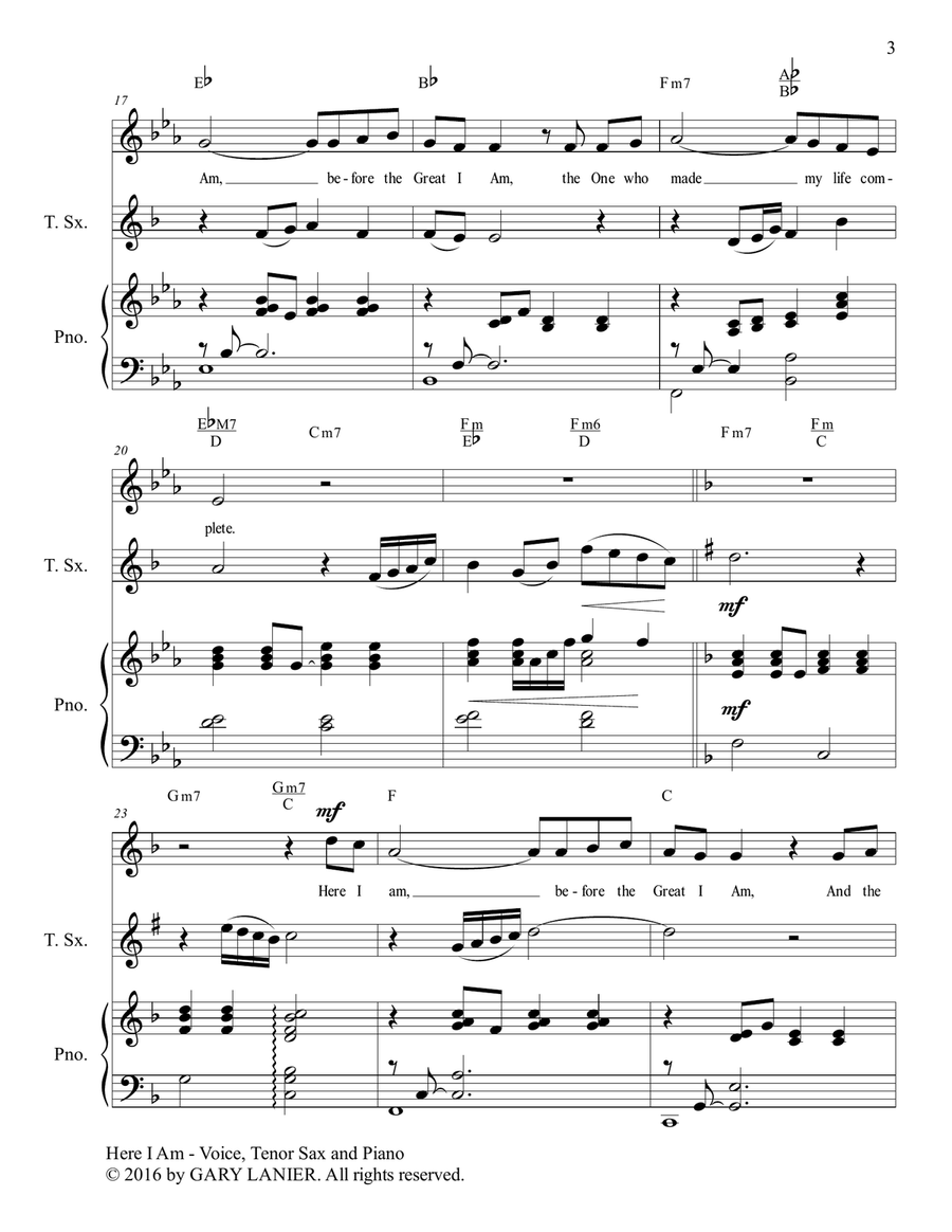 WORSHIP WITH GARY LANIER, Set 1 (Voice, Tenor Sax & Piano) Small Ensemble scores gallery preview page 5
