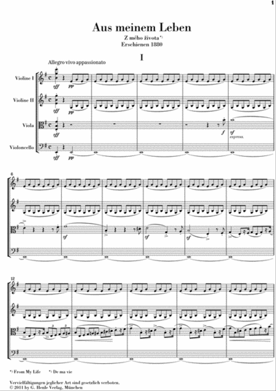 From My Life – String Quartet No. 1 in E Minor String Quartet scores gallery preview page 2