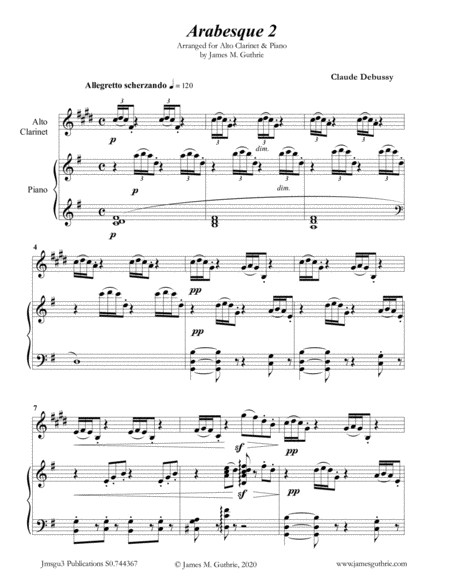 Debussy: Arabesque 2 for Alto Clarinet & Piano image number null